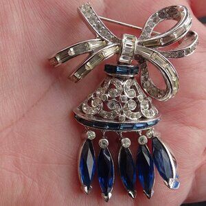 Kramer of New York Rare Moveable Bell Crystal and Deep Blue Stones